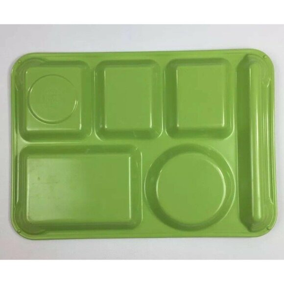 Vintage Blue & Green Melamine Cafeteria Trays Set Of 4 Divided Compartments BBQ - Picture 6 of 7